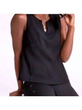 CABI Snap Shell Sleeveless V-neck Black Sz L #5936 EUC